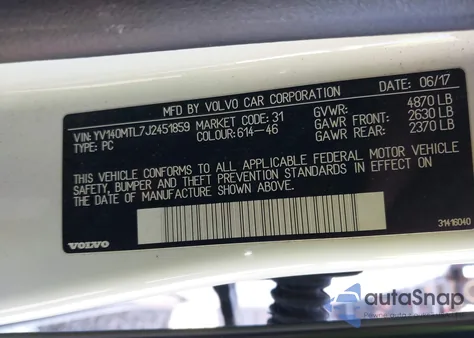 2018 Volvo S60 T5 Dynamic from USA, damaged, VIN YV140MTL7J2451859